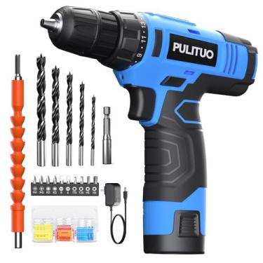Imagem de Furadeira sem fio PULITUO 12V Power Drill com bateria e carregador