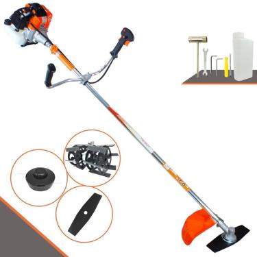 Imagem de Podador de Grama Multifunções Vulcan VR430-S À Gasolina 1,7HP de Potência 43cc 10.000rpm Roçadeira Com Carretel + Faca 2 Pontas + Enxada Capinadeira