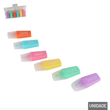 Imagem de Caneta Marca Texto 06 Peças Frases Sortidas - Tudo em Caixa