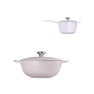 Imagem de KIT LE CREUSET PANELA MARMITA 26CM E MOLHEIRA 16CM ROSA SHALLON