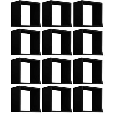 Imagem de Kit 12 Nichos Organizador 30x30cm Preto - Gran Belo