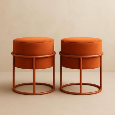 Imagem de Kit 2 Puff Redondo Argola Ferro Aço Carbono Terra Cota - LOJAS BILIVA 