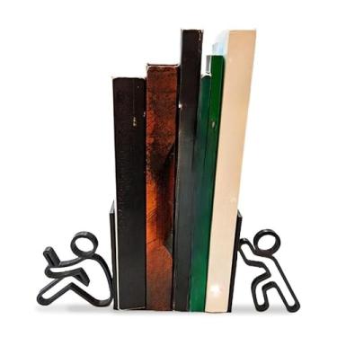 Imagem de Porta Livros Organizador - Suporte e Aparador para Estante, Apoio para Livros Decorativo e Funcional, Estabiliza e Organiza Seus Livros(Preto)