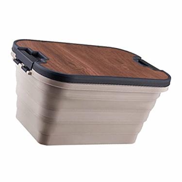 Imagem de Domary Cesta de Piquenique Dobrável, Prensa de Grande Capacidade e Design Dobrável Com Mesa, Suporte de Haste Interna, para Praia, Barraca, Camping, Festas (Café)