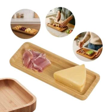 Imagem de Petisqueira Bambu Retangular 26Cm Queijos Frutas Azeitonas
