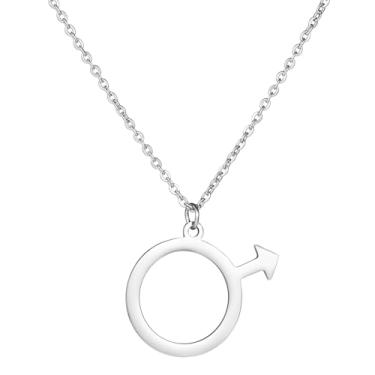 Imagem de Colar com símbolo masculino, aço inoxidável, masculino, símbolo masculino, colar com pingente de prata para homens, acessórios e joias, 23.62in, Aço inoxidável, Sem Pedra Preciosa