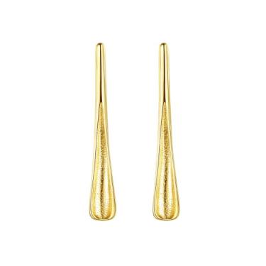Imagem de Efashion Brincos de pino em forma única com design de nicho de ouro 14K banhados a prata esterlina 925 para meninas, Medium, Ouro amarelo, Sem Pedra Preciosa