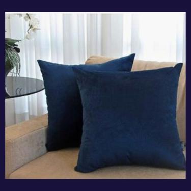 Imagem de Kit 2 Capas De Almofadas Suede 43cm x 43cm veludo - HOME SUSI, azul
