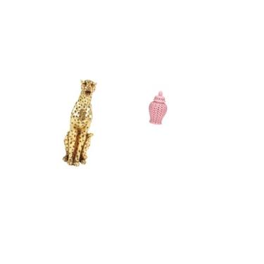 Imagem de Fenteer Escultura de Jarra de Chita de Porcelana Dourada, Peça Central Decorativa, Ornamento de Mesa com Tampa para Escritório, Casa, Arranjo Floral, Vaso de