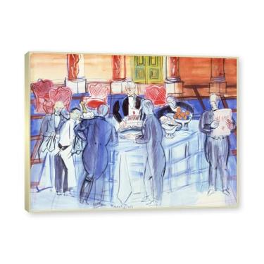 Imagem de NHLDZYH Moldura champanhe. Folhas impressionistas, (El Buffet) de Raoul Dufy, reprodução de quadros, quadros de pinturas famosas, imagem murais quartos. 60x80cm