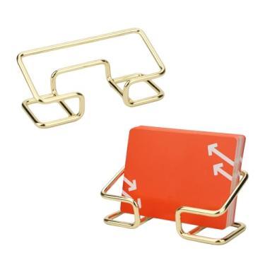 Imagem de 2 peças de porta-cartões de visita, exibição de cartão de visita de metal moderno organizador de cartões de visita para mesa, casa, escritório, escola (ouro)