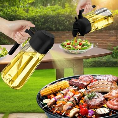 Imagem de Frasco dispensador de óleo de vidro de 450 ml com função de spray, pulverizador de azeite de oliva recarregável para cozinhar, frasco multifuncional de spray de óleo de cozinha