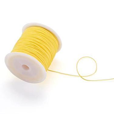 Imagem de 100 jardas/rolo 0,8 mm fios trançados de nylon amarelo champanhe, cordão de nó chinês, joias para artesanato faça você mesmo, pulseiras de macramê Kumihimo para fazer suprimentos