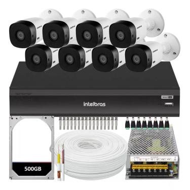 Imagem de Kit Cftv 8 Cameras Full Hd Vhl 1220 Dvr Intelbras 3008-c 500GB
