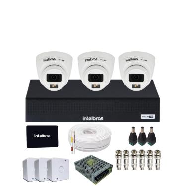 Imagem de Kit 3 Câmeras Full Color Com Áudio Intelbras 3220D  DVR Mhdx 1104-c Com SSD 512gb