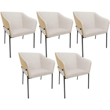 Imagem de Kit 5 Cadeiras Para Sala De Jantar Estar Living Olívia L02 Linho Cru Couríssimo Fendi - Lyam Decor