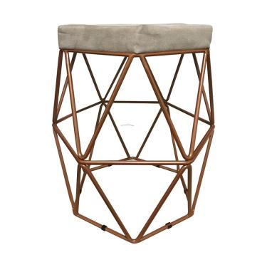 Imagem de 2 Puffs Decorativo Hexagonal Aramado Cobre Suede Bege