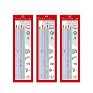 Imagem de Kit 12 Lápis grafite triangular tons pasteis Faber-Castell