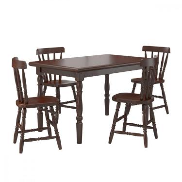 Imagem de Mesa De Jantar Com 4 Cadeiras Madeira Castanho Piratini