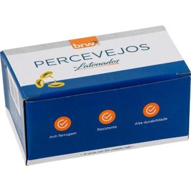 Imagem de Percevejo Latonado Caixa com 100 Unidades Pacote com 10 - BRW
