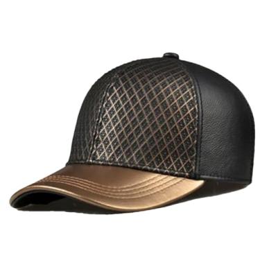 Imagem de Chapéus de beisebol unissex de couro genuíno hip hop para homem/mulher, Dourado, 58 60 cm