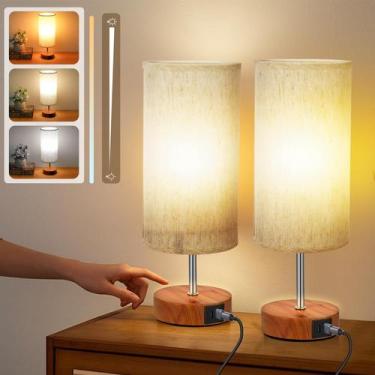 Imagem de Candeeiros de mesa Aokudoni Dimmable Touch, conjunto de 2 com portas U