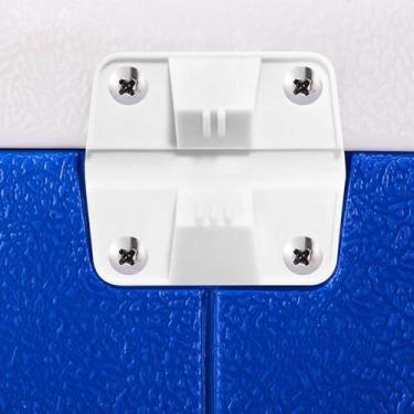 Imagem de 2 conjuntos de dobradiças de plástico para caixas térmicas, ferragens de conexão de tampa resistente com parafusos, ajuste universal para substituição de trava de recipiente de armazenamento