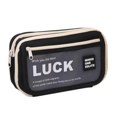 Imagem de Organizador de artigos de papelaria de escritório grande capacidade bolsa de armazenamento de papelaria caixa de lápis bolsa de caneta estojo de lápis (preto)