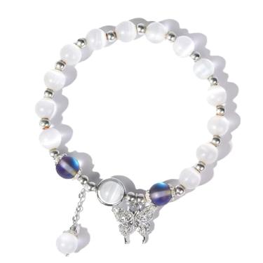 Imagem de picofun Pulseira de miçangas para mulheres, alívio de estresse, ansiedade, ioga, pulseira elástica com contas de cristal, joias modernas feitas à mão, presentes para amantes, mães, amigas, One Size