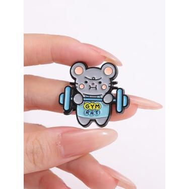 Imagem de Broche de esmalte de rato de fitness bonito animal animal liga metálica broche de lapela acessórios de roupas elegantes presente para amigos