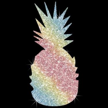 Imagem de Adesivo de decalque com glitter de PVC autoadesivo de abacaxi divertido cintilante para carros, laptops, motocicletas, parede, janela, bagagem, capa de arranhão, porta multisuperfície (colorido)