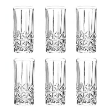 Imagem de Jogo 6 Copos Longos 360ml em Vidro Resistente Design Moderno e Sofisticado Para Água Suco e Drinks