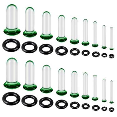 Imagem de WINSENET Kit de alongamento de orelha de vidro de 14 a 18 peças 1,6 a 7 mm/7,5 a 12 mm plugues para medidores de orelhas com O-Rings Kit de alongamento de calibre de vidro alargador de orelha para