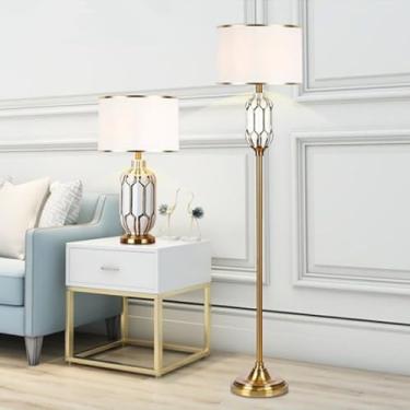 Imagem de Luminária de chão contemporânea de luxo em cerâmica, estilo retrô americano, para sala de estar, quarto, escritório, casa de campo ou hotel. Luminária de chão decorativa criativa em LED, com