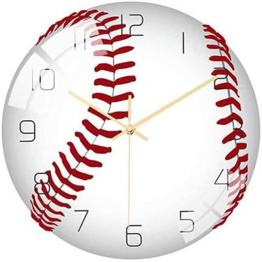 Imagem de Relógio de parede de beisebol de 12 polegadas com design criativo sile