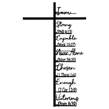 Imagem de Arte de parede de cruz de metal, decorações de cruzes elegantes decorativas para espaços de estar tranquilos, placa de parede cruzada com design inspirado nas escrituras com escritura para decoração