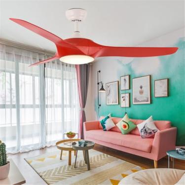 Imagem de Ventilador de teto LED contemporâneo com lâmpada, controle remoto, design moderno e elegante, ideal para sala de estar, restaurante, quarto, escritório e quarto infantil (Estilo 5, 1 unidade