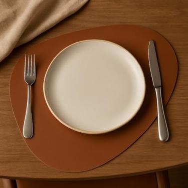 Imagem de Kit Jogo Americano de mesa de jantar couro + porta copo 2 4 6 8 10 kits(Caramelo,9 Jogos)