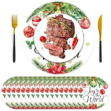Imagem de 60 peças de jogo americano de papel de bolas de Natal, tapetes descartáveis de Natal, aquarela, Feliz Natal, esteira de mesa redonda para decoração de mesa de inverno, festa, casa, cozinha