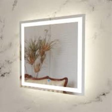 Imagem de Kit 2 ESPELHO QUADRADO JATEADO  COM LED 80X80 CM - LARDECORE, Branco f