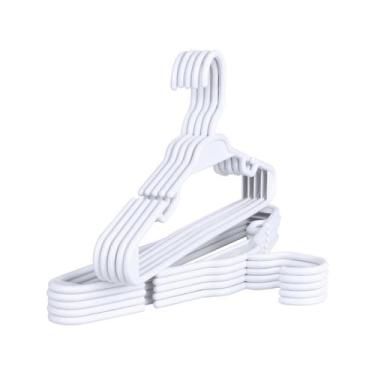 Imagem de Kit 100 Cabides Infantil Antiderrapante 5,5mm Branco - Amilplast