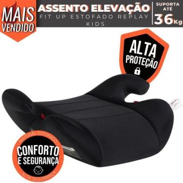 Imagem de Assento Elevado p/ Carro Cadeirinha Infantil Estofada Preta Até 36Kg -