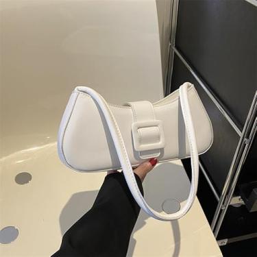 Imagem de Bolsa de ombro estilo coreano feminina pequena bolsa transversal quadrada elegante bolsa axila, Branco, Medium, Mochila casual
