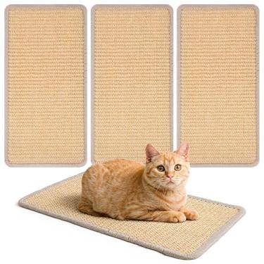 Imagem de DOPENSPI 4 peças de sisal para arranhar gatos, 39,9 x 19,8 cm, tapete para arranhar gatos de sisal natural com fita adesiva para proteção interna de sofá e tapetes