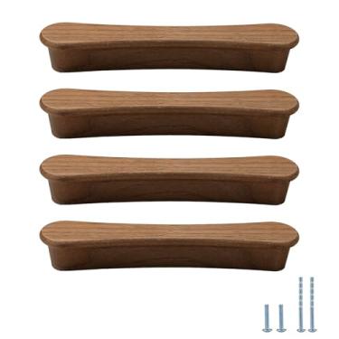 Imagem de Evionlin 4 puxadores de gaveta de madeira de nogueira de 13 cm puxadores de armário de madeira para puxadores de cômoda de cozinha ou quarto