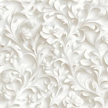 Imagem de LACHEERY Papel de parede floral off-white descasque e cole papel de parede em relevo falso 3D flor de magnólia papel de contato autoadesivo papel de parede floral para banheiro meninas quarto paredes