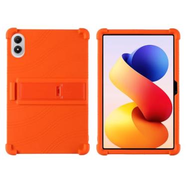 Imagem de QYiiD Capa para Xiaomi Redmi Pad 2 Pro 12,1 polegadas 2025, capa dobrável de silicone leve para crianças, proteção contra choque macio, laranja