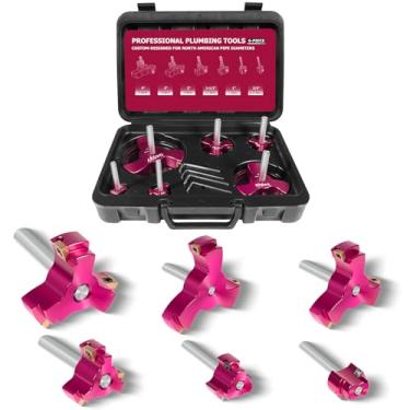 Imagem de Kit de alargador de tubo de PVC com 6 peças - alargador de encaixe de tubo de lâmina tripla para tubos SCH40 PVC/ABS/CPVC/HDPE (3/10.2 cm, 2.5 cm, 1-1/5.1 cm, 5.1 cm, 7.6 cm, 10.2 cm), ferramenta de