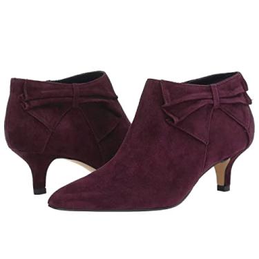 Imagem de MOOMMO Botas Chelsea femininas salto baixo gatinho camurça cano curto laço bico fechado zíper Chelsea botas 5.1 cm salto fivela fivela bota zip up vestido curto botas outono escritório casamento