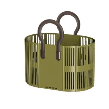 Imagem de Cesto Organizador Roupas Sujo tamanho Multiuso Grande COM GANCHOS Dobrável De Parede Plástico Cesta,cesto dobravel,cesto para roupa suja(Verde)